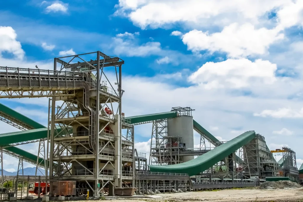 Steel conveyor and transfer tower structure at a platinum mine